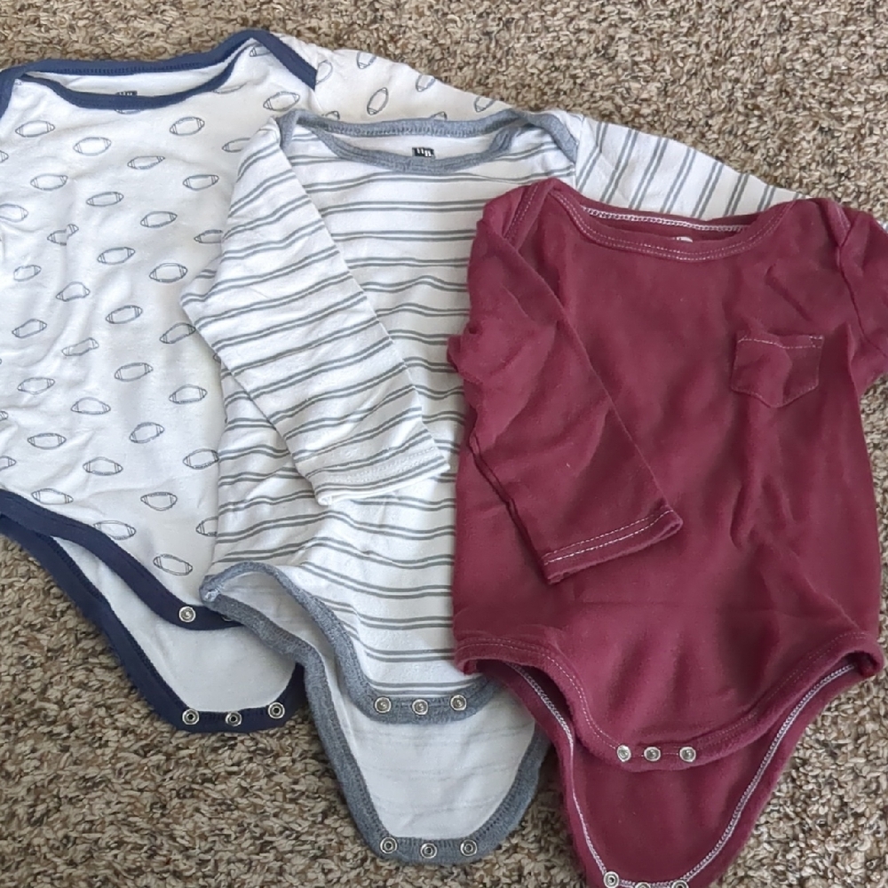 Stylish Kids One Pieces Set - Blue, Gray, and Red - Small Spot (Pictured) On One